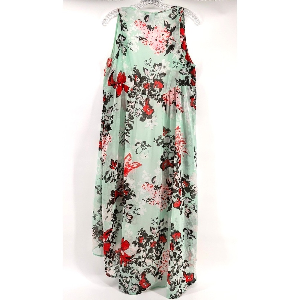 Anna & Ava Sheer‎ Duster Cardigan One Size Mint Floral Hi Lo Open Front